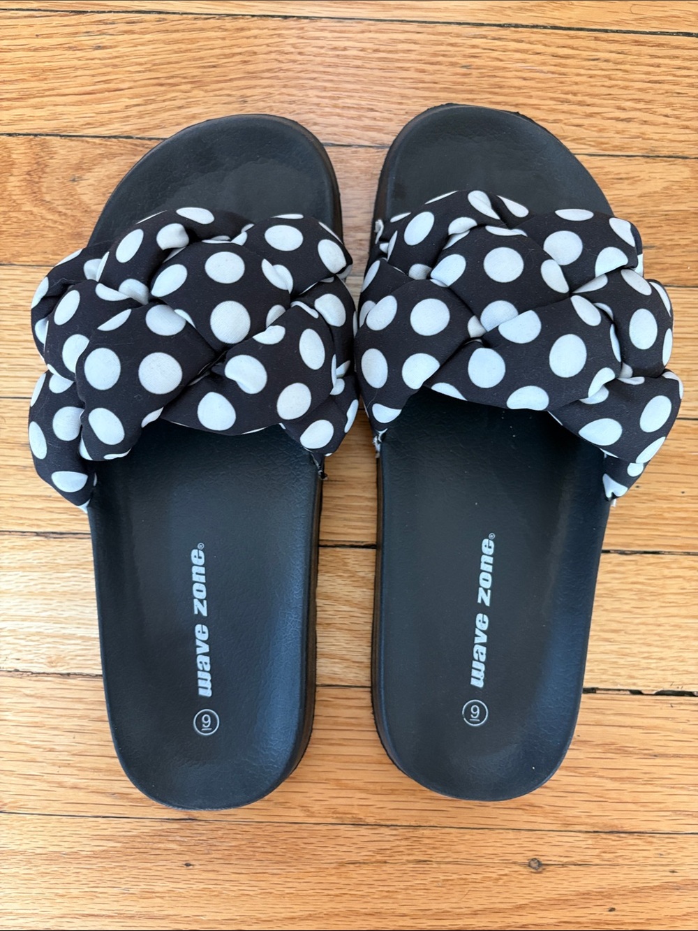Black & White Polka Dot Slide Sandals